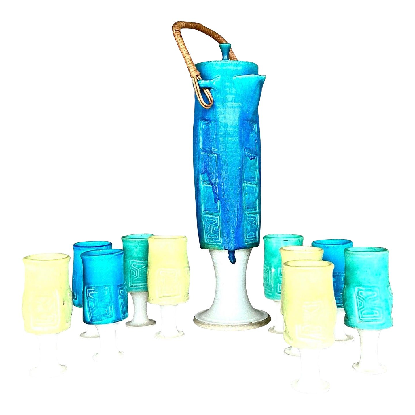 Vintage Mid-Century Modern Studio Pottery Pitcher Set- 11 Pieces