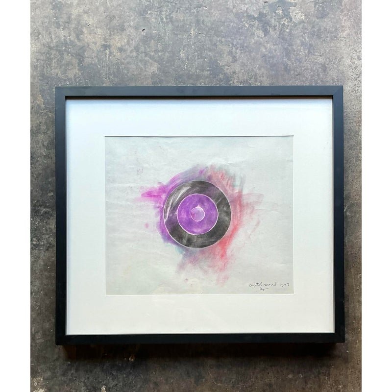 Vintage Boho Original Pastel Geometric Abstract on Paper - Side view