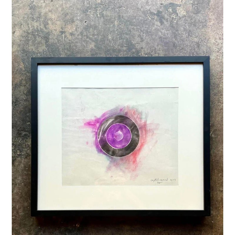 Vintage Boho Original Pastel Geometric Abstract on Paper - Back view