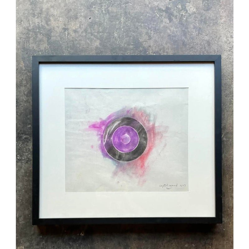 Vintage Boho Original Pastel Geometric Abstract on Paper - Top view