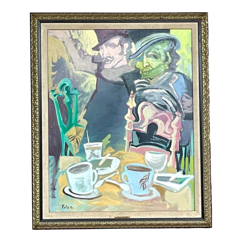 Vintage Boho Original Oil Painting on Canvas Signed