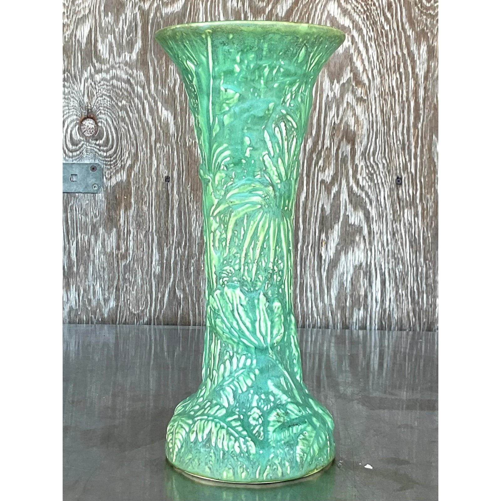 Vintage Boho Weller Pottery Tall Vase - Side view
