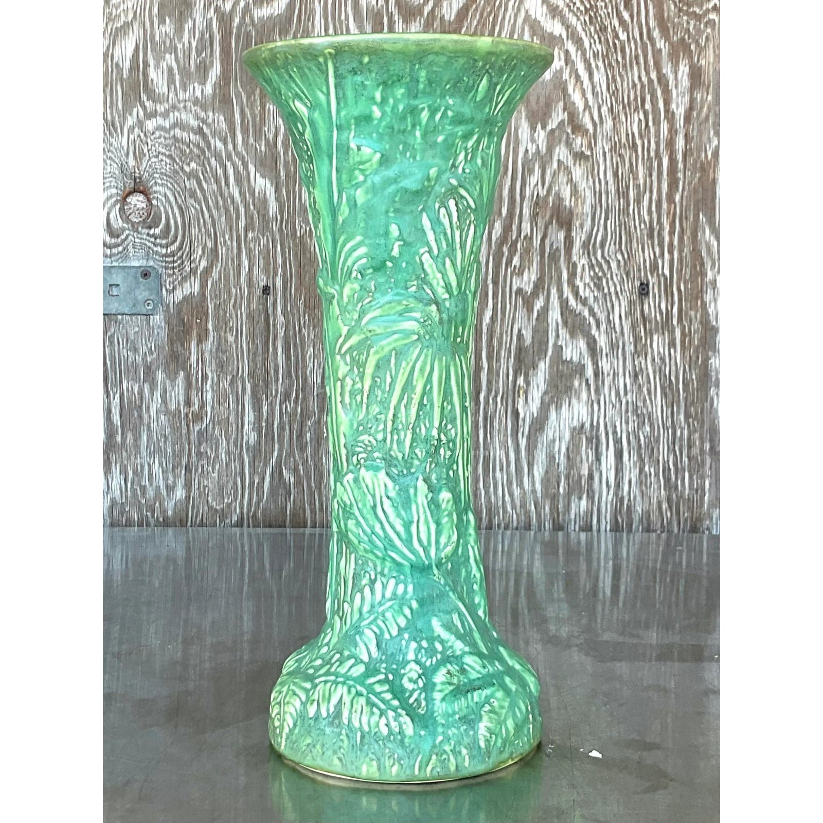 Vintage Boho Weller Pottery Tall Vase - Back view