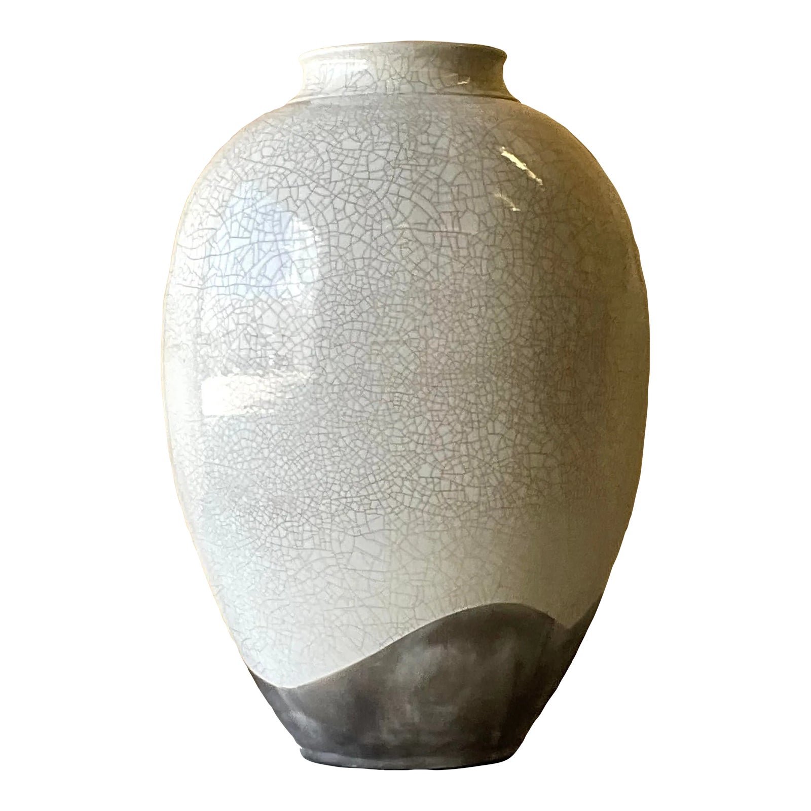Vintage Boho Crackle Glaze Raku Floor Vase