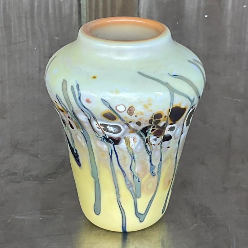 Vintage Boho Abstract Art Glass Vase - Side view