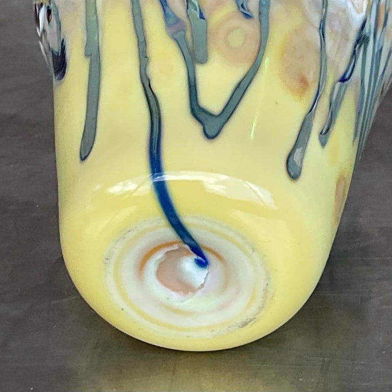 Vintage Boho Abstract Art Glass Vase - Back view