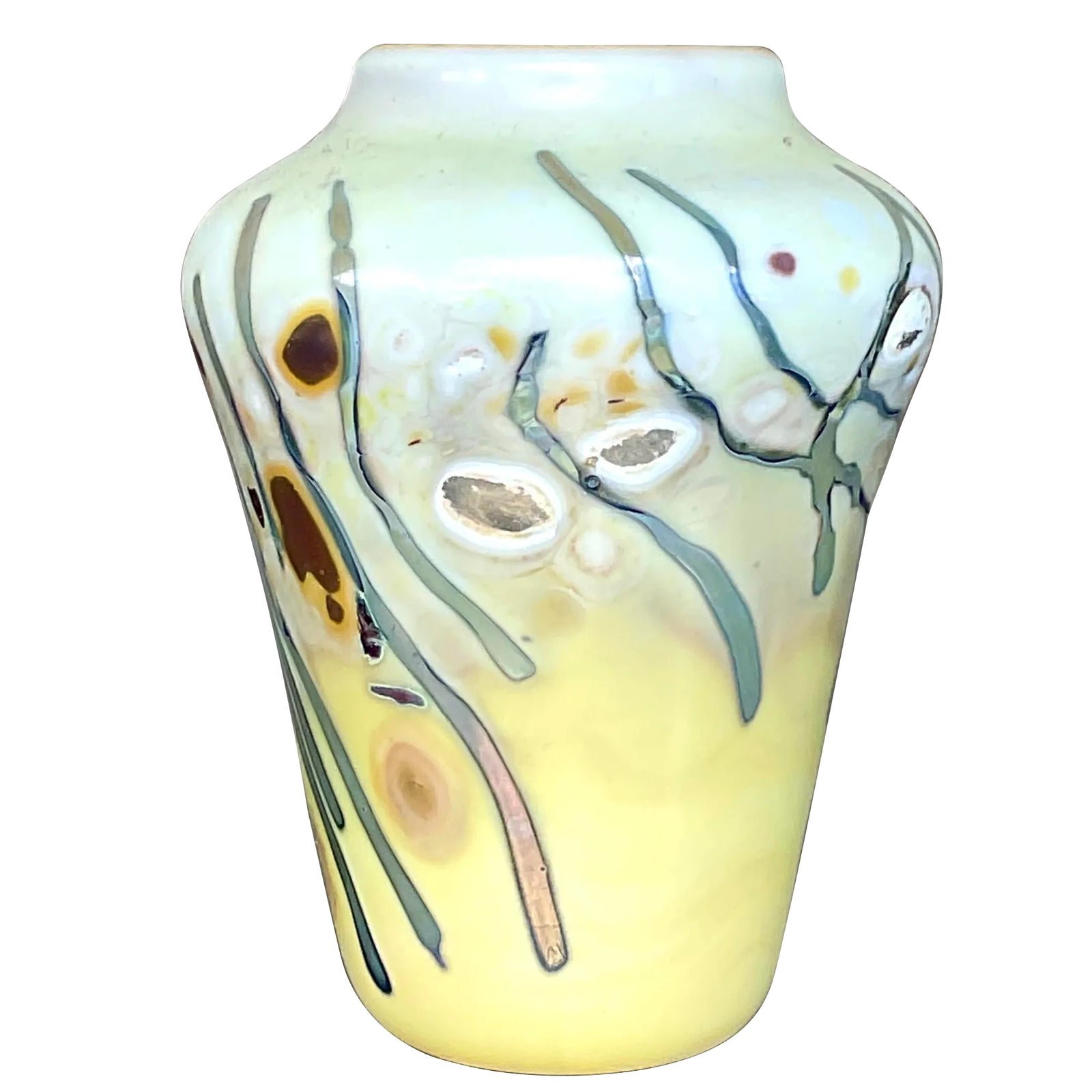 Vintage Boho Abstract Art Glass Vase