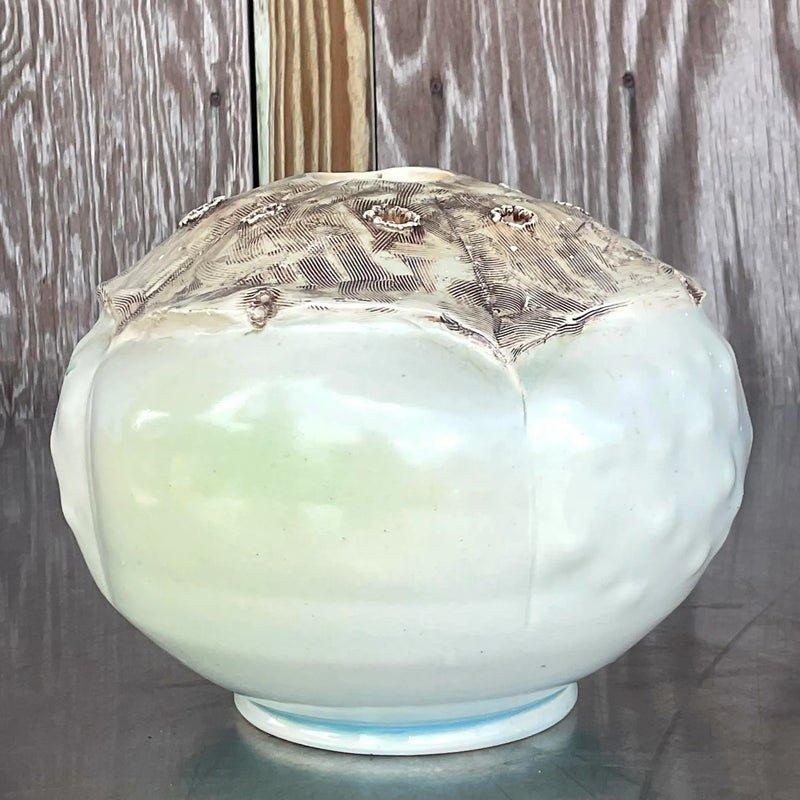 Vintage Boho Signed Studio Pottery Vase - Detail view