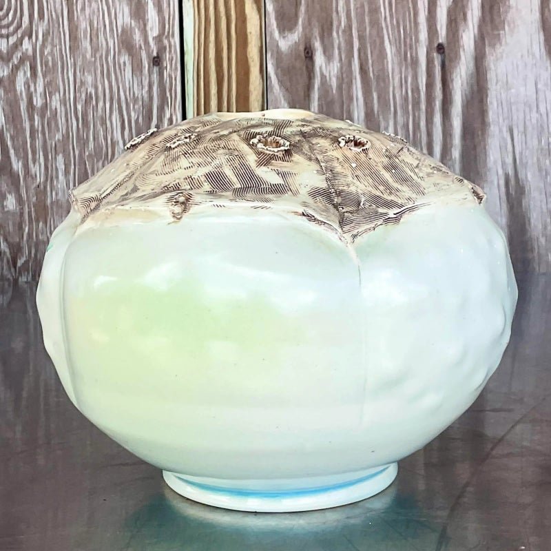 Vintage Boho Signed Studio Pottery Vase - Side view