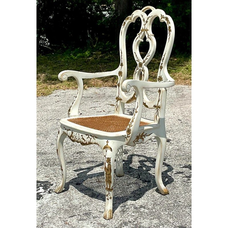 Vintage Regency Chinoiserie Chippendale Arm Chair - Top view