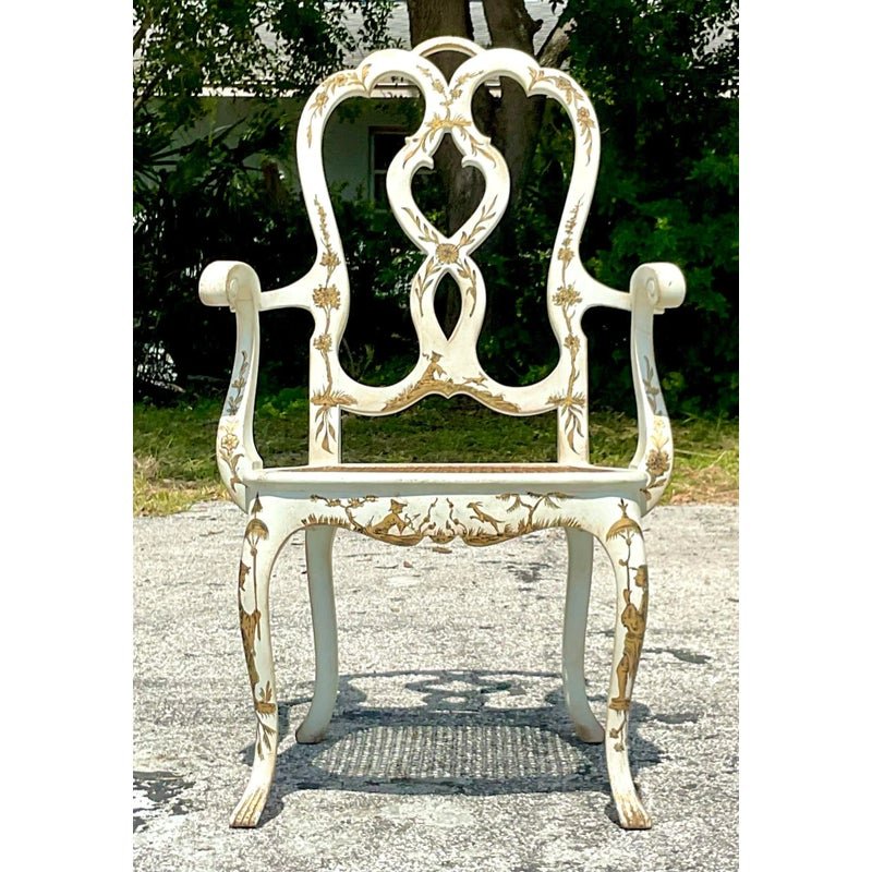 Vintage Regency Chinoiserie Chippendale Arm Chair - Detail view