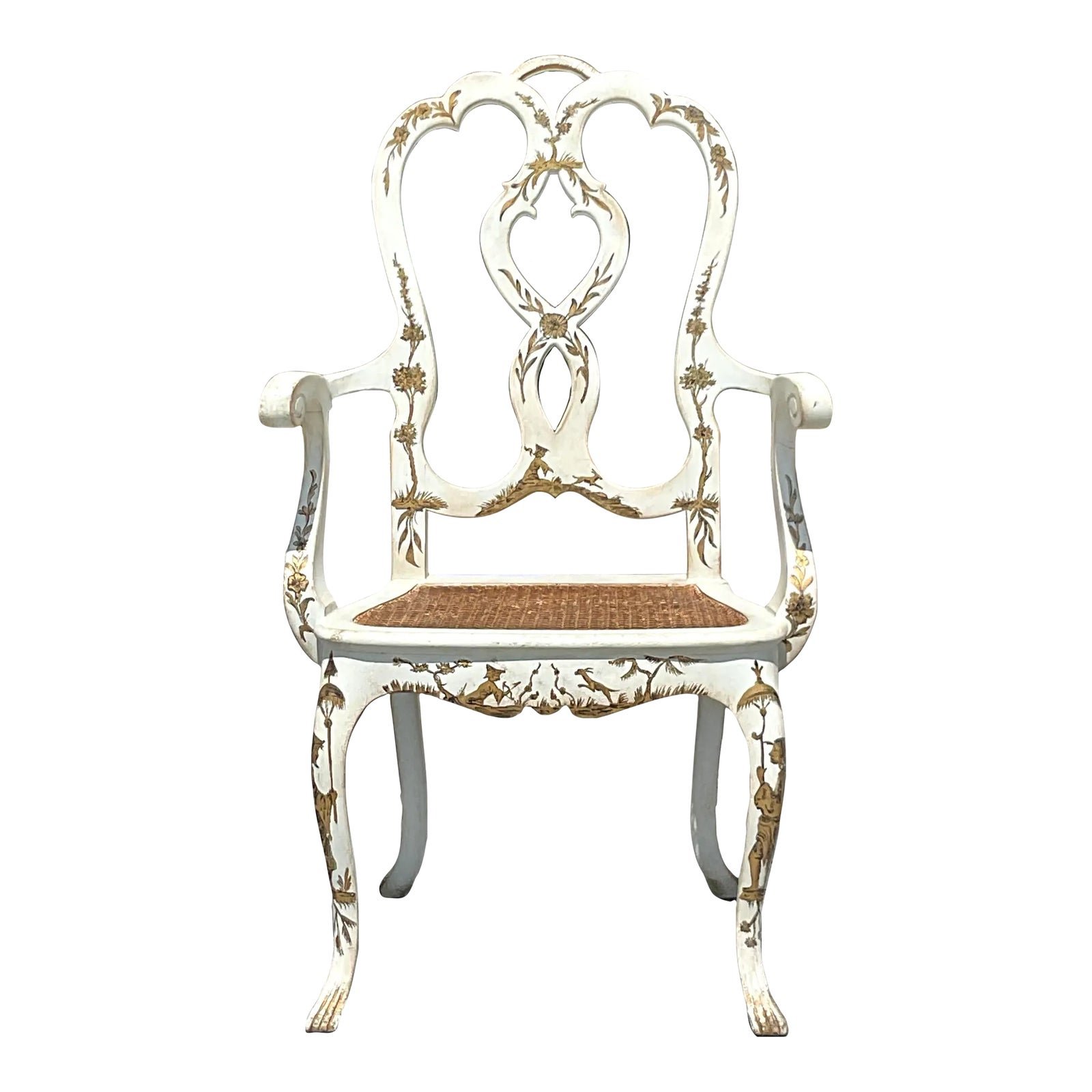 Vintage Regency Chinoiserie Chippendale Arm Chair
