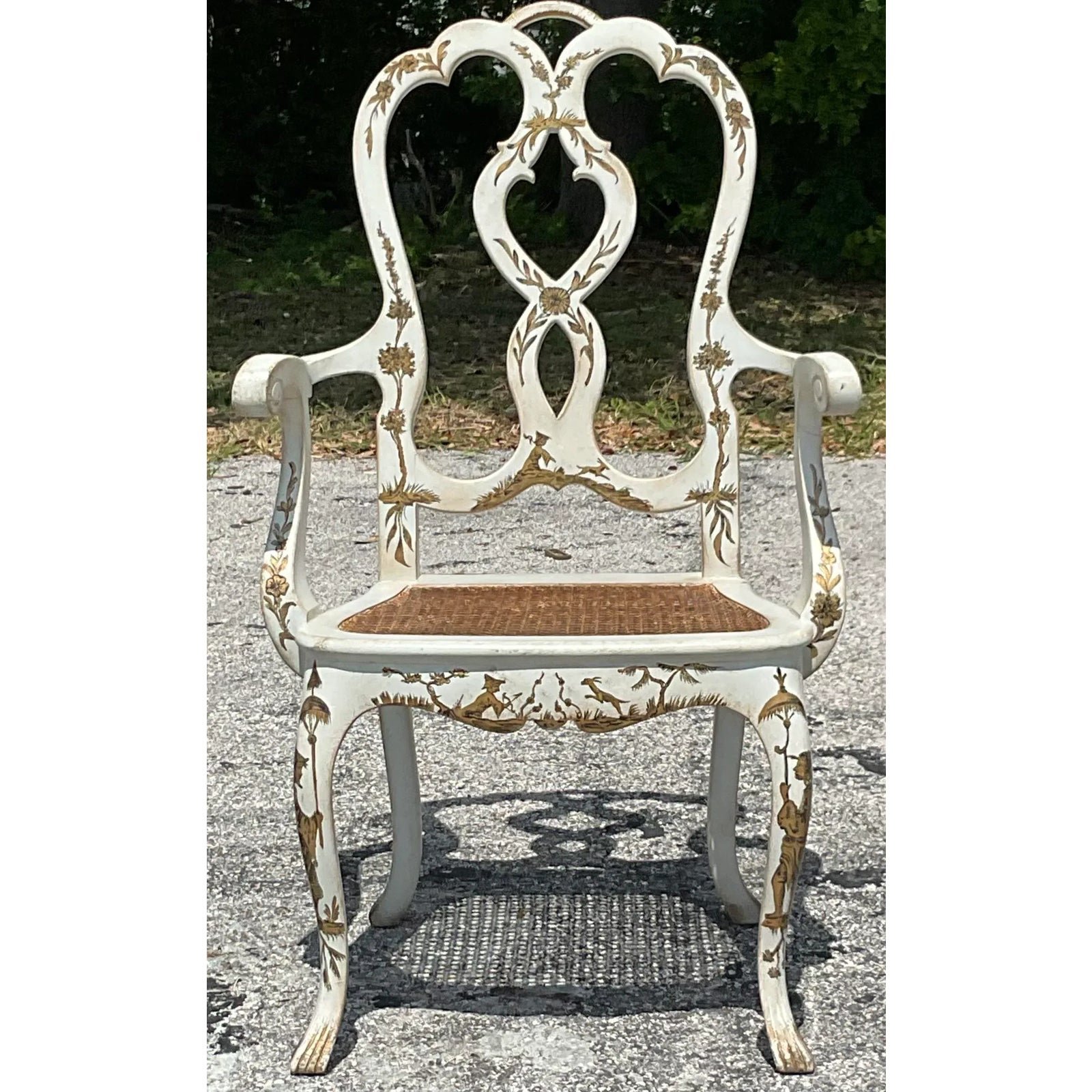 Vintage Regency Chinoiserie Chippendale Arm Chair - Side view