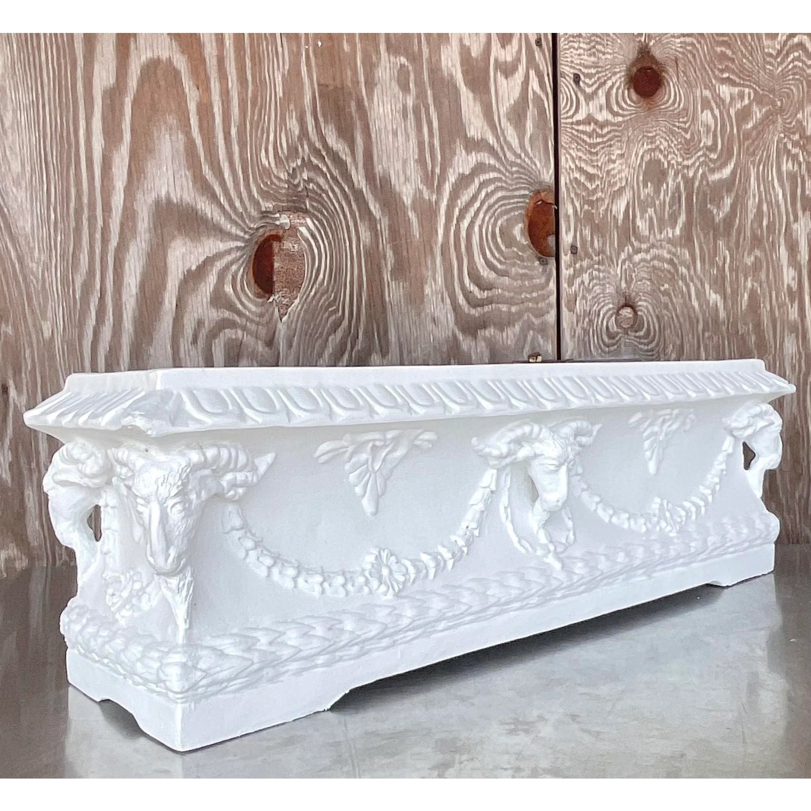 Vintage Boho Ram’s Head Planter Box - Side view