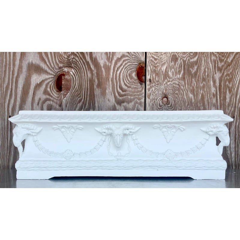 Vintage Boho Ram’s Head Planter Box - Back view