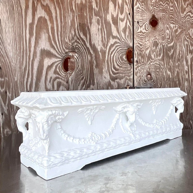 Vintage Boho Ram’s Head Planter Box - Top view