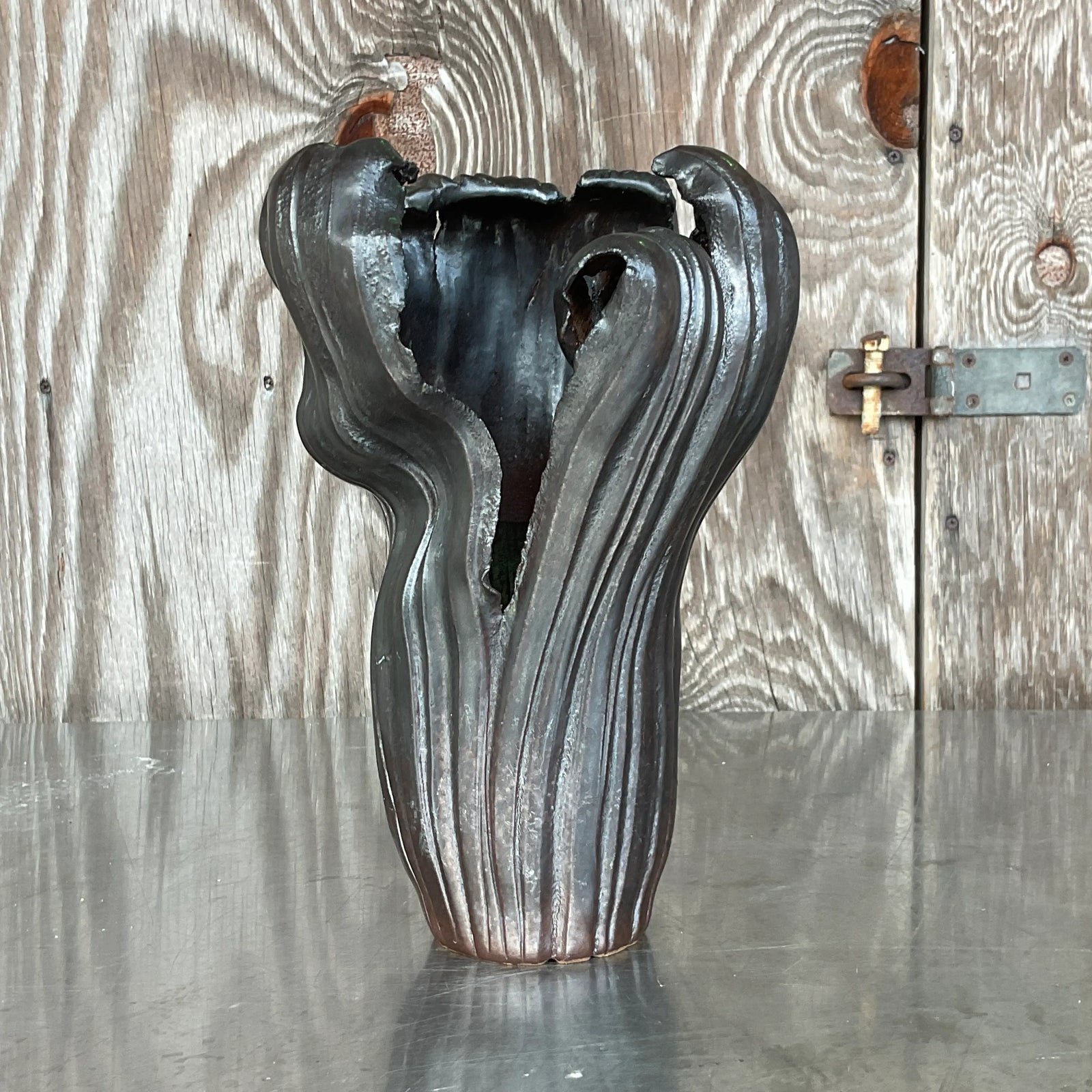 Vintage Boho Signed Studio Pottery Vase - Detail view