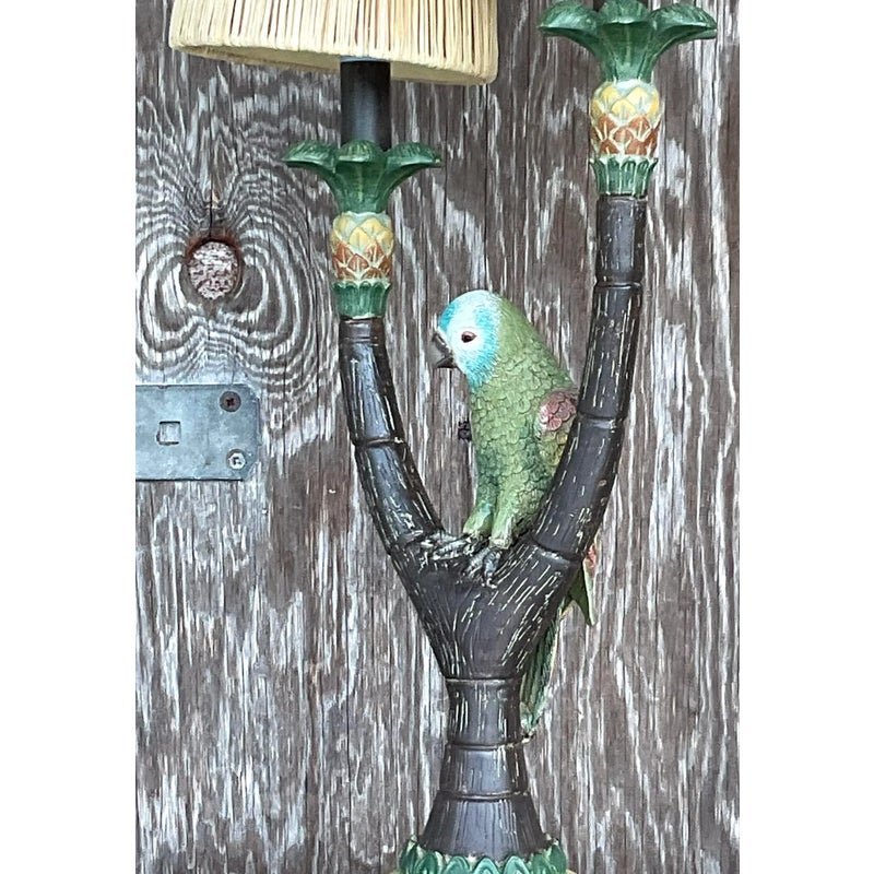 Vintage Boho Happy Parakeet Lamp - Top view