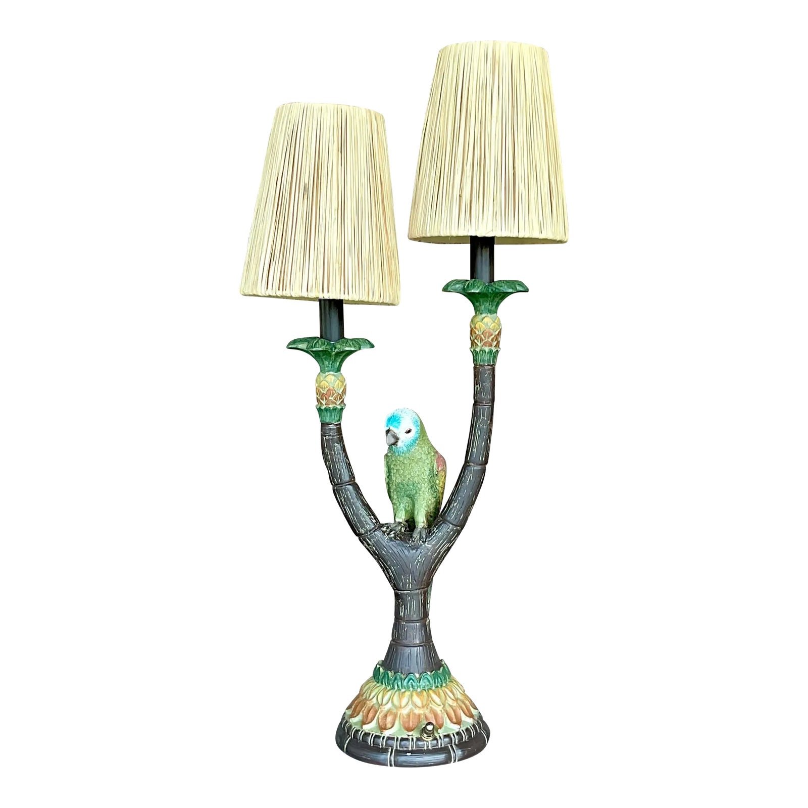 Vintage Boho Happy Parakeet Lamp