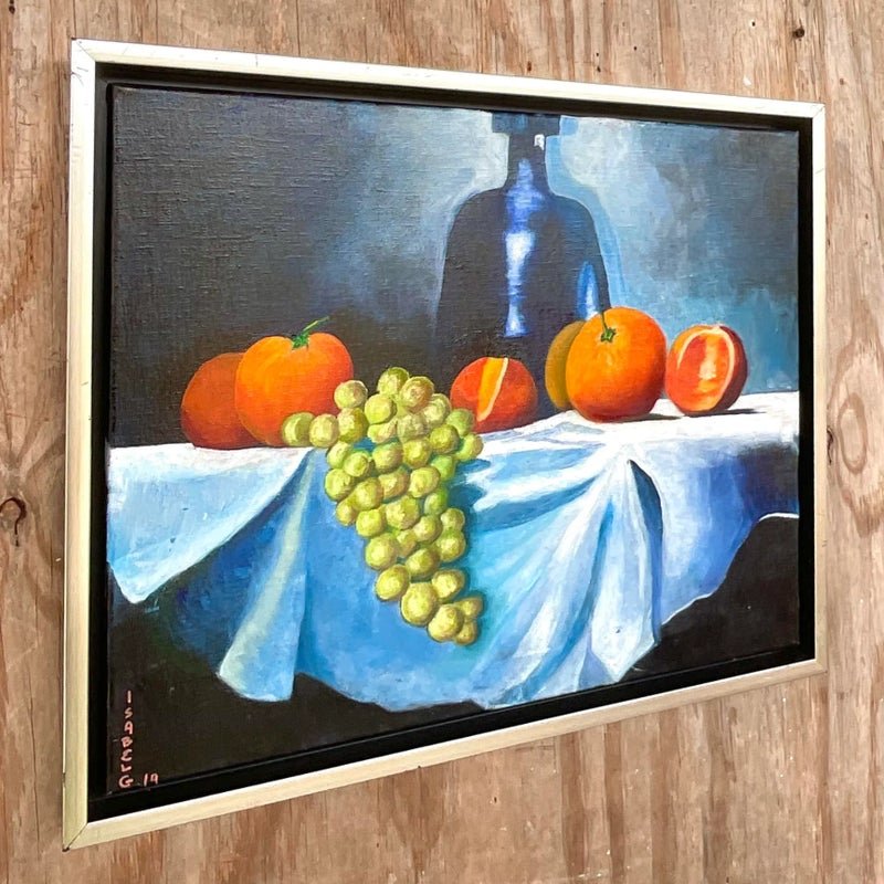 Vintage Boho Signed Original Oil Painting, Still Life on Canvas - Back view