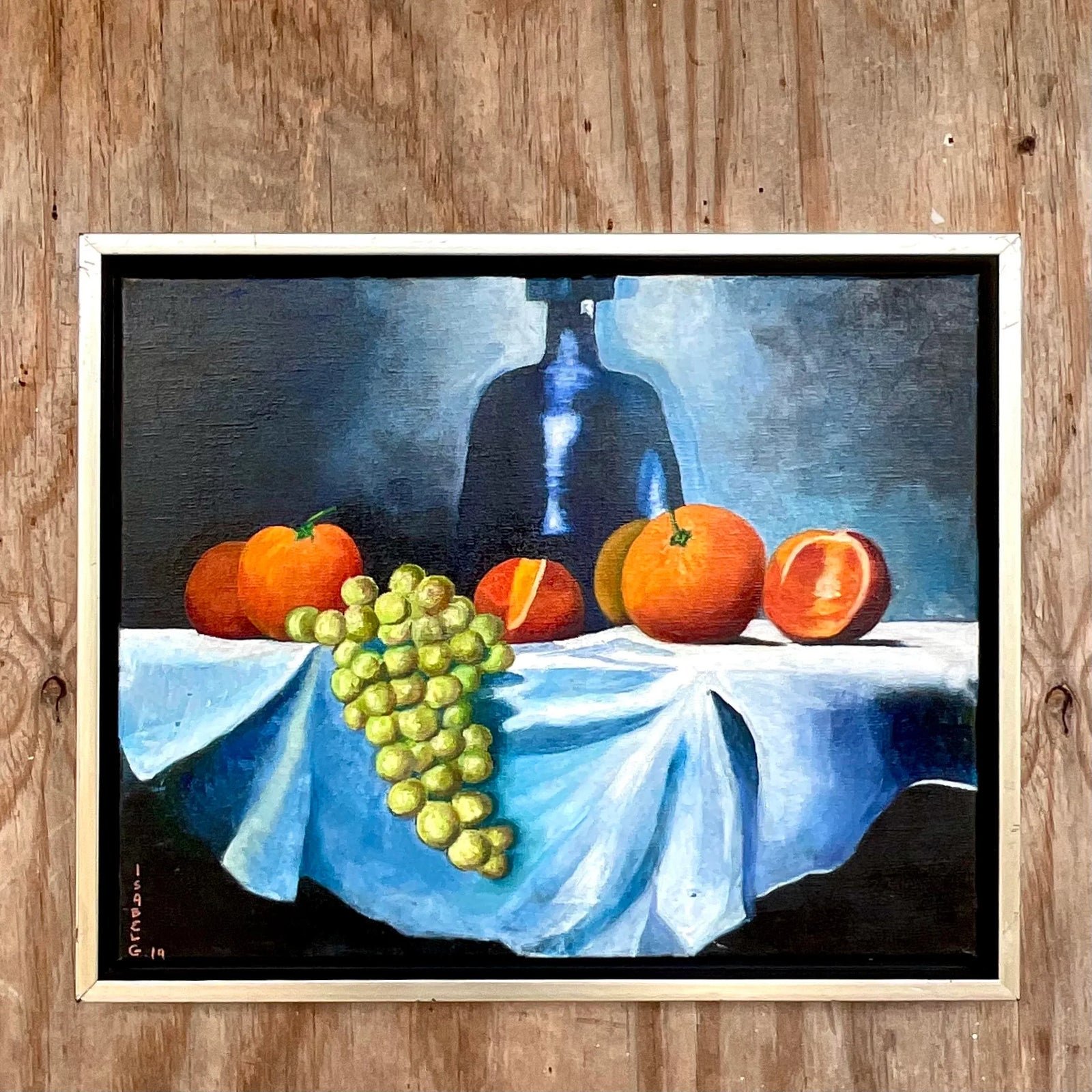 Vintage Boho Signed Original Oil Painting, Still Life on Canvas - Top view