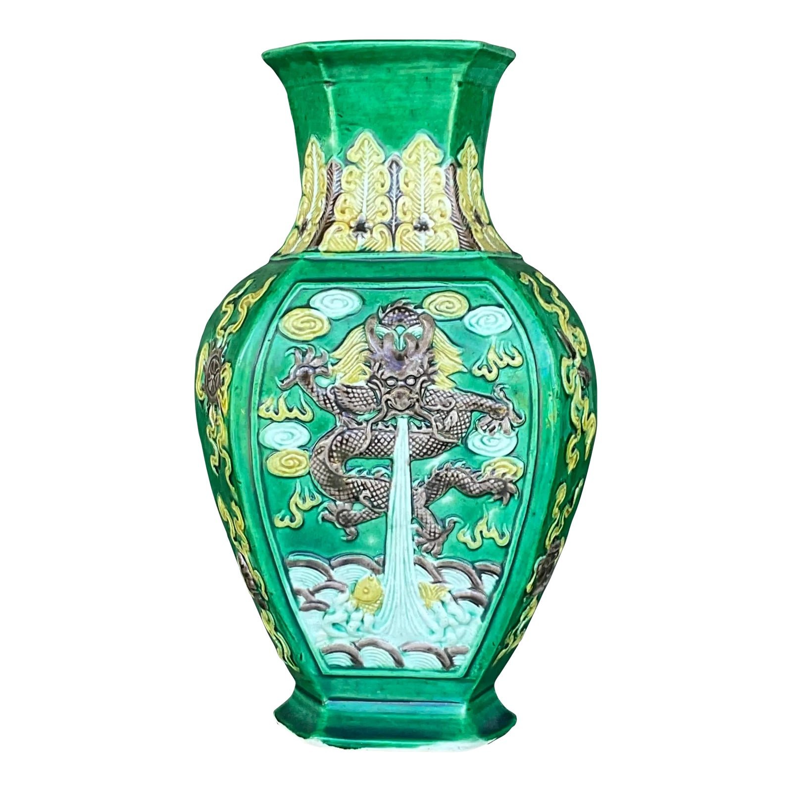 Vintage 1920s Asian Dragon Vase