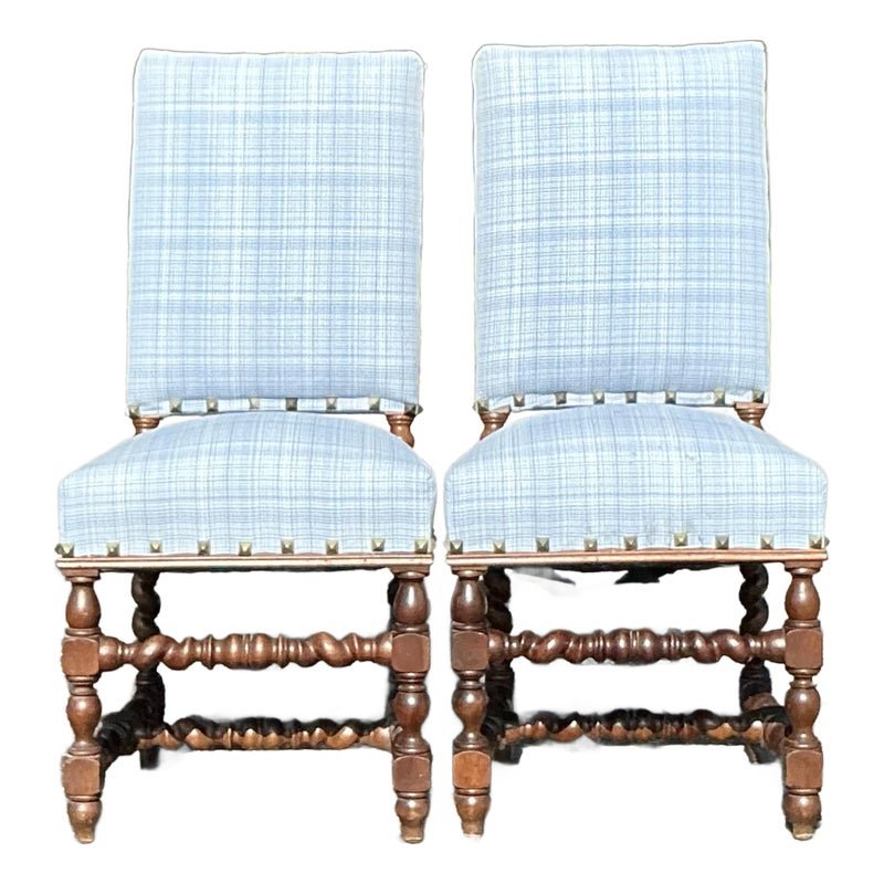 Vintage Boho Barley Twist Chairs - A Pair