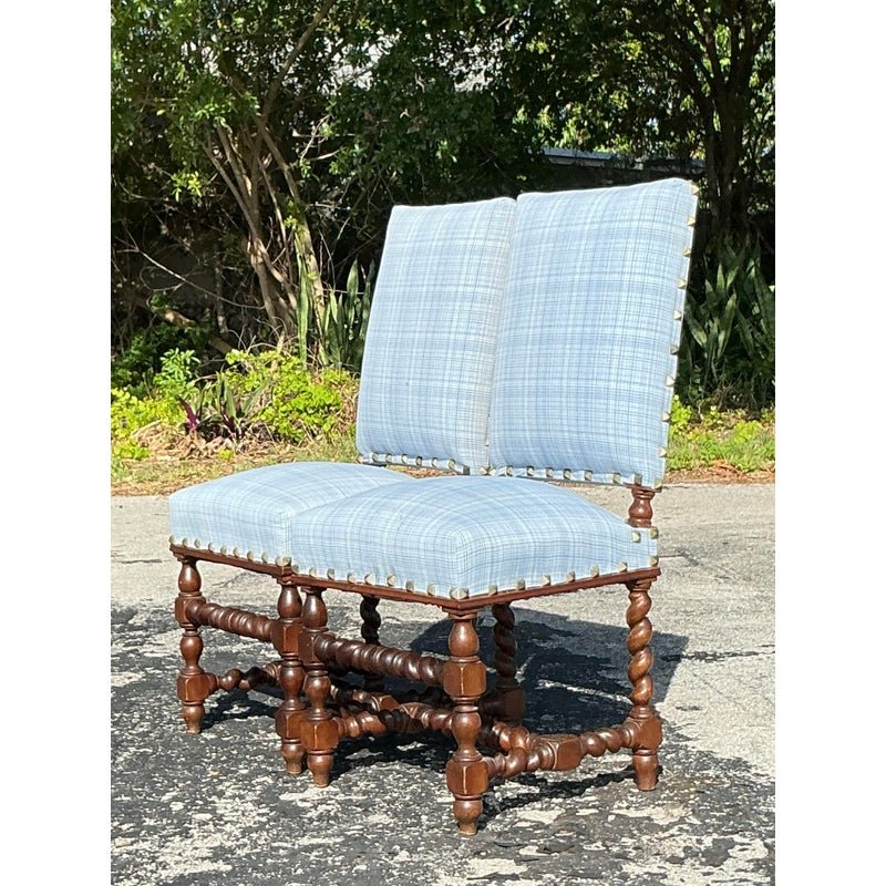 Vintage Boho Barley Twist Chairs - A Pair - Top view