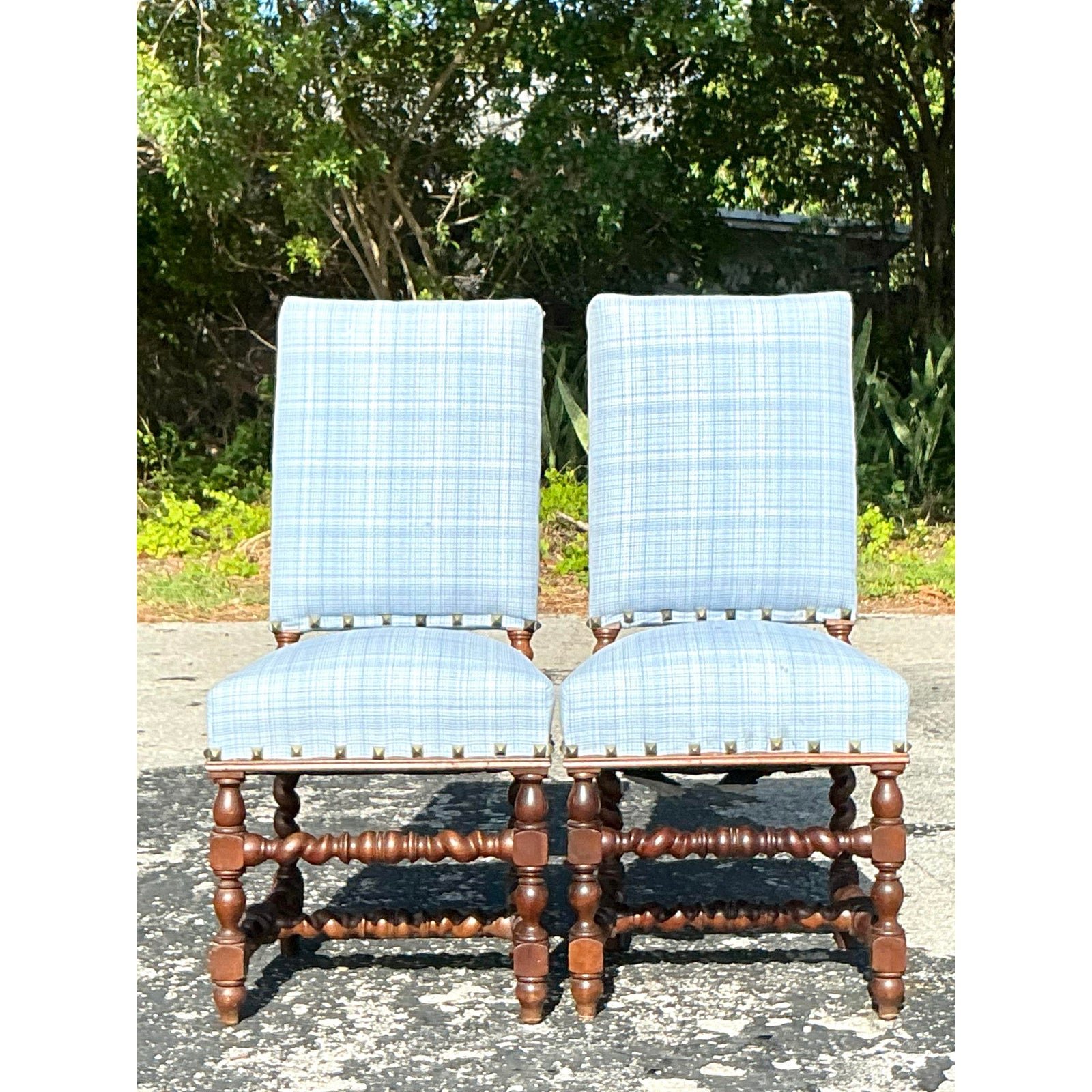 Vintage Boho Barley Twist Chairs - A Pair - Detail view