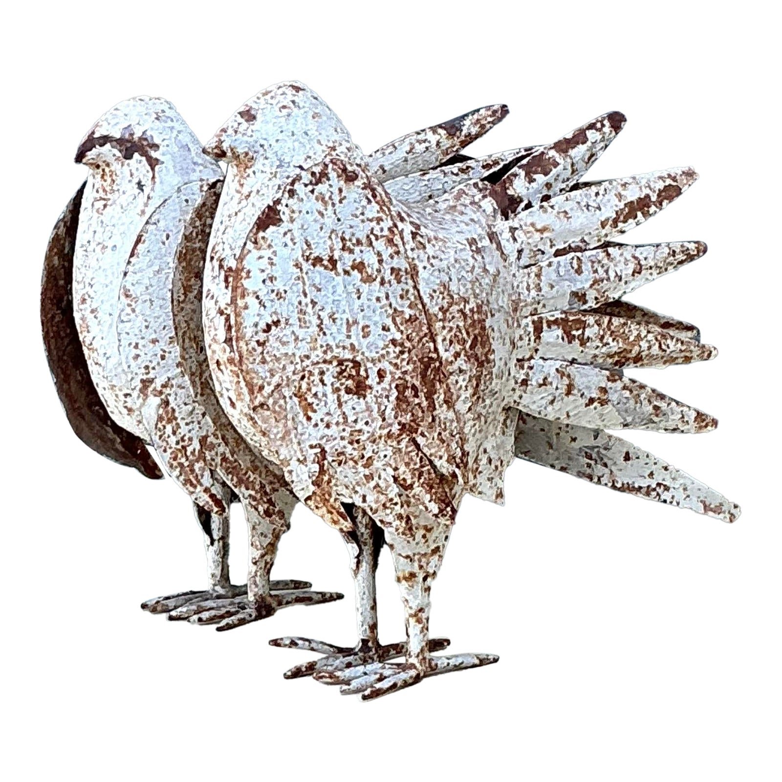 Vintage Distressed Punch Cut Metal Birds - A Pair