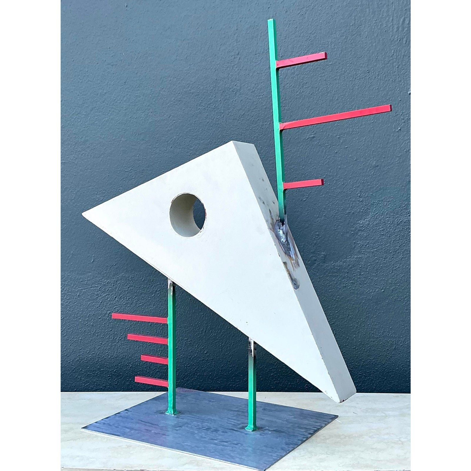 Vintage PostModern Abstract Geometric Sculpture - Side view