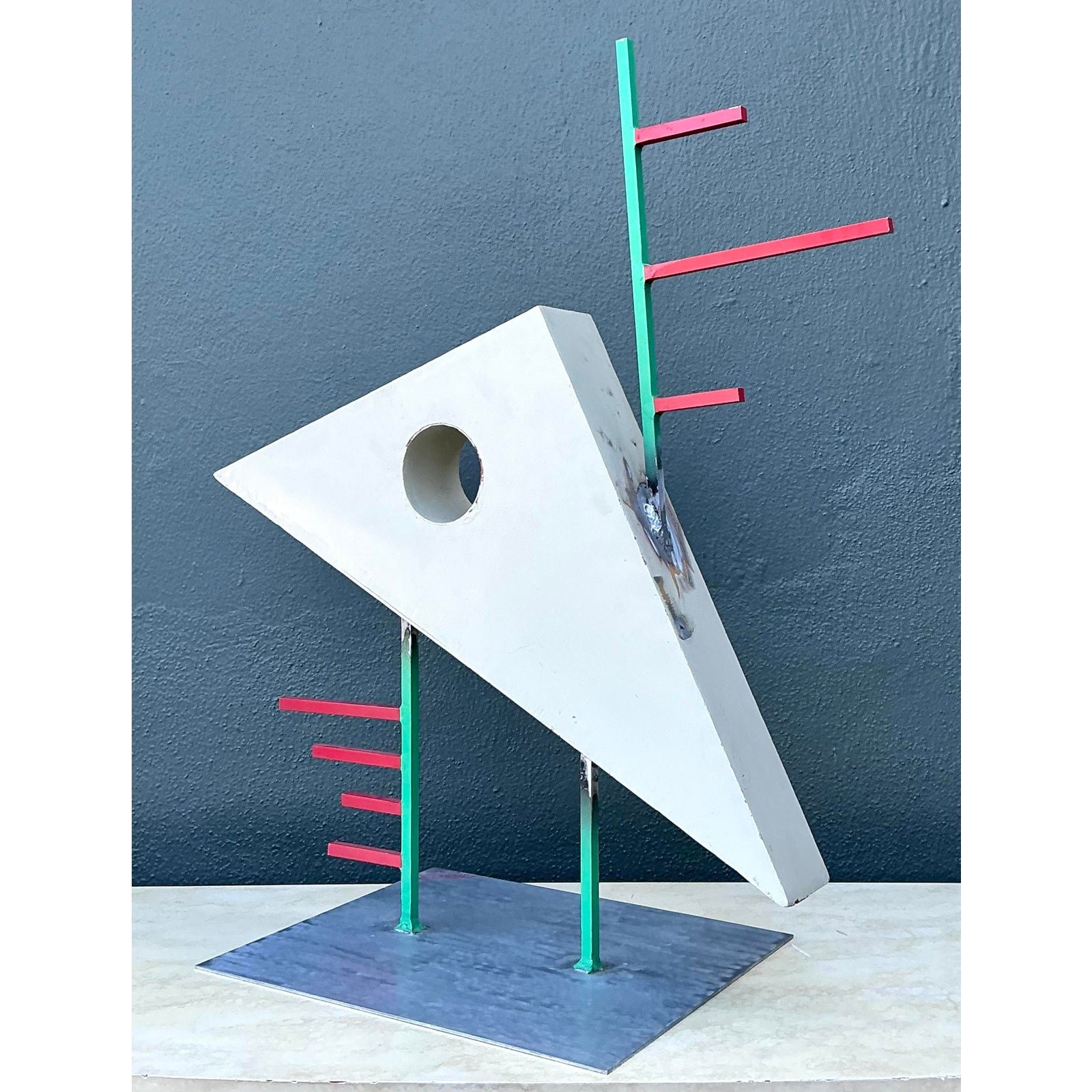 Vintage PostModern Abstract Geometric Sculpture - Detail view