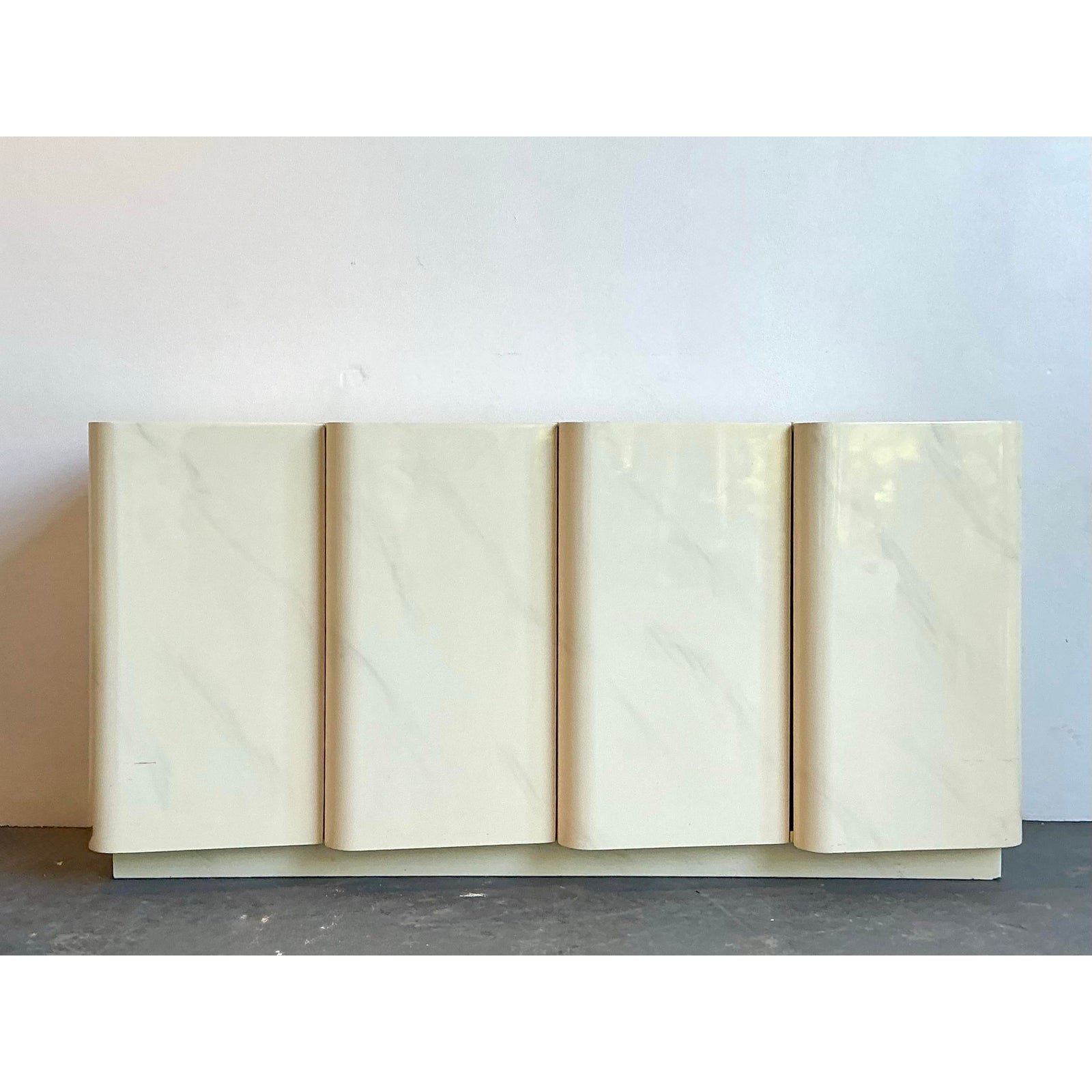 Vintage Postmodern Wave Front Credenza - Top view