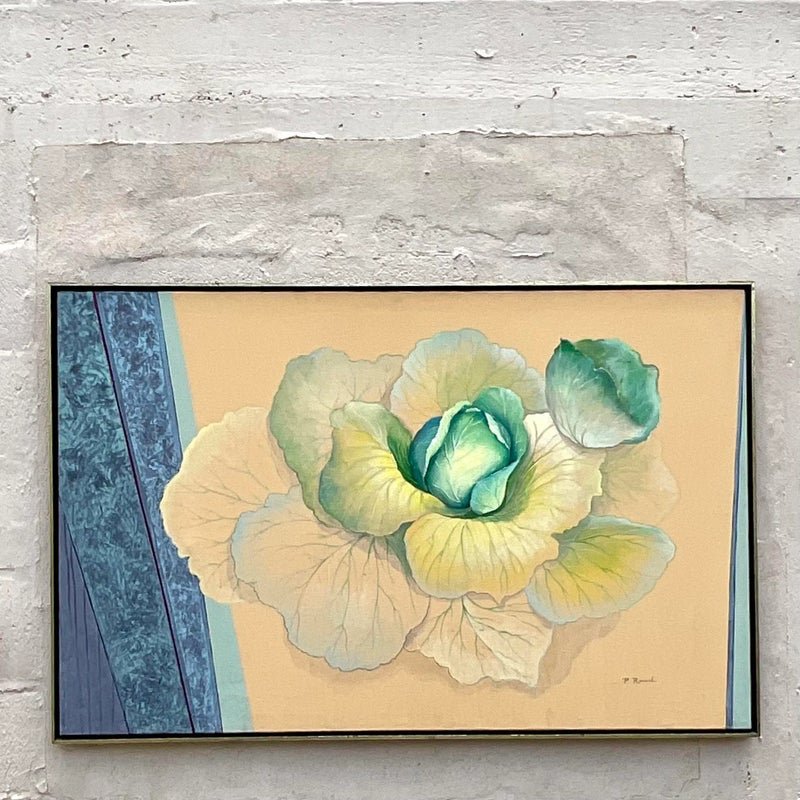 Vintage Boho Signed Original Oil Still Life on Canvas - Detail view