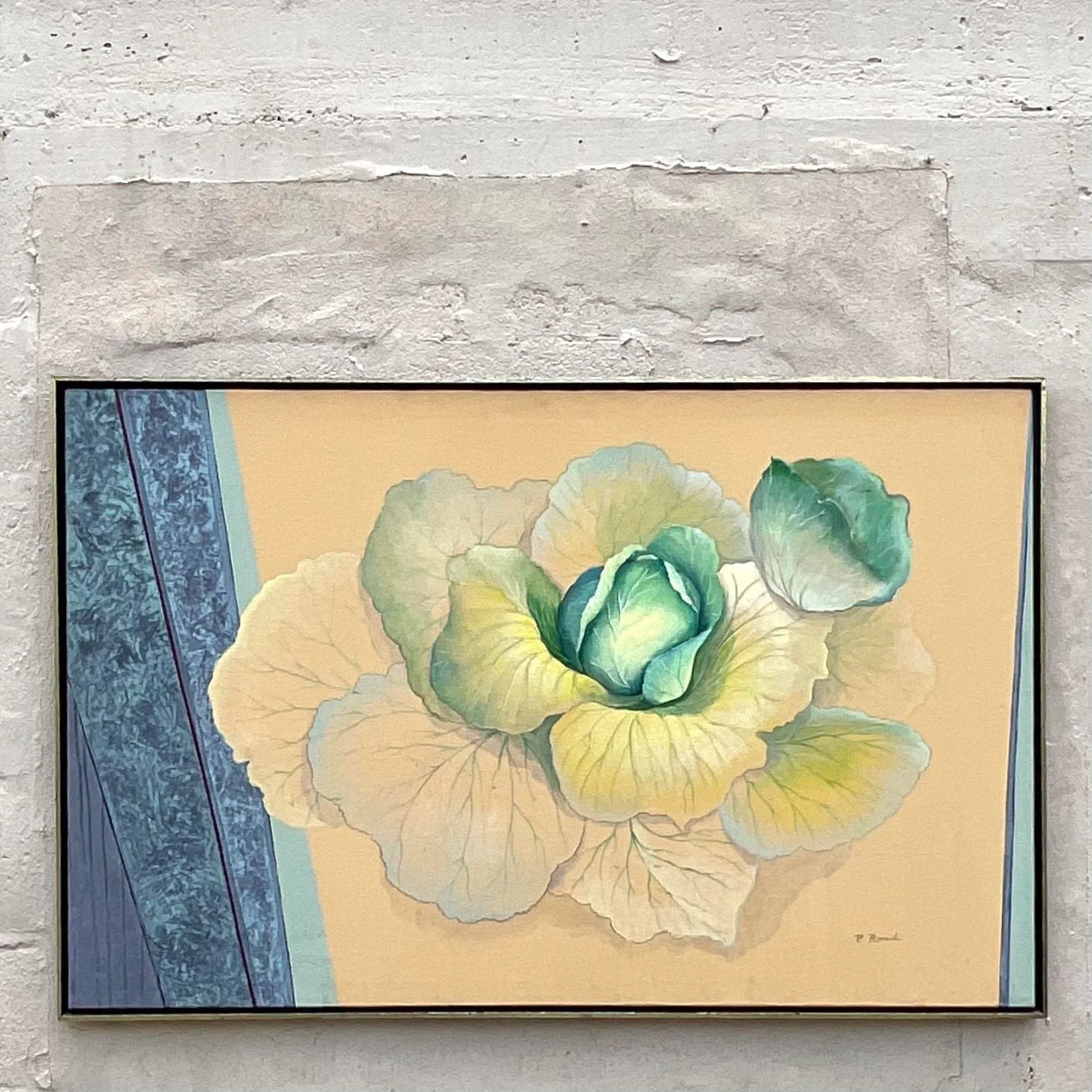Vintage Boho Signed Original Oil Still Life on Canvas - Side view