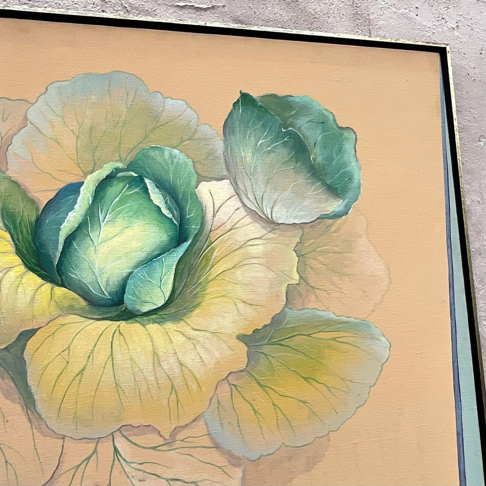 Vintage Boho Signed Original Oil Still Life on Canvas - Top view