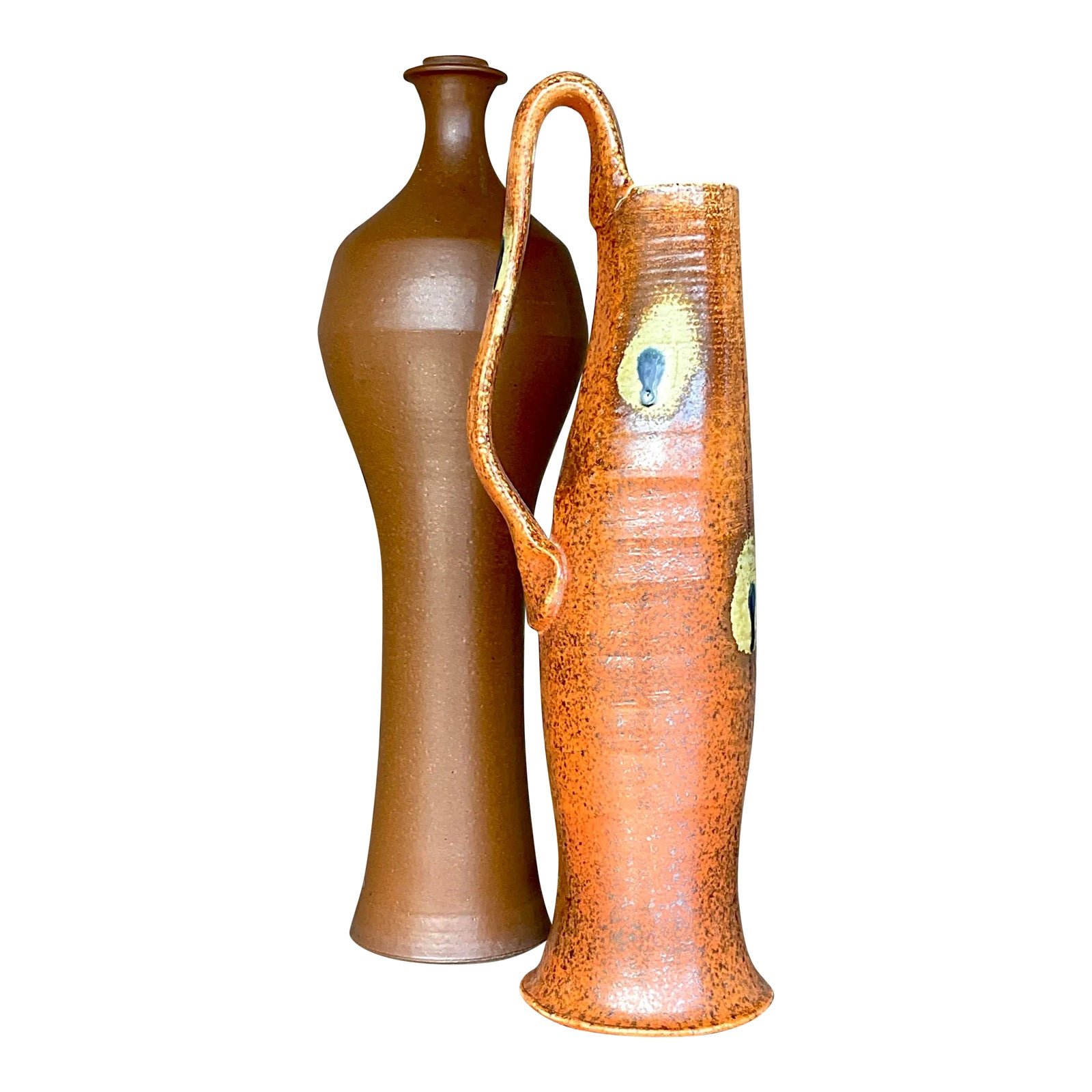 Vintage Boho Studio Pottery Vases - Set of 2