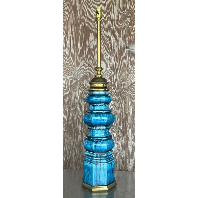 Vintage Stiffel Mid-Century Modern Glazed Ceramic Lamp - Back view