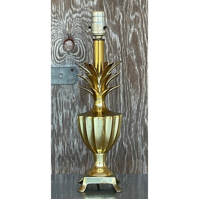 Vintage Regency Petite Brass Pineapple Lamp - Side view