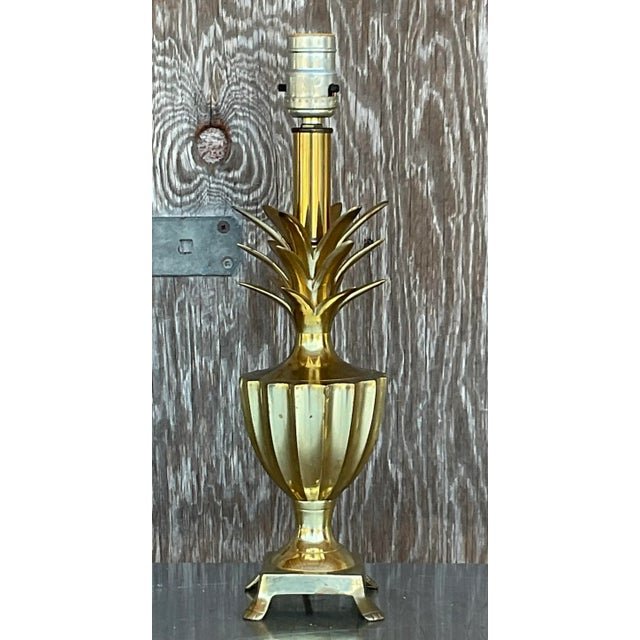 Vintage Regency Petite Brass Pineapple Lamp - Back view