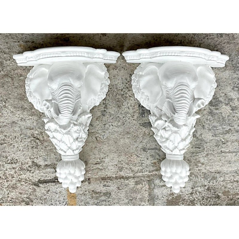 Vintage Boho Elephant Brackets - a Pair - Detail view