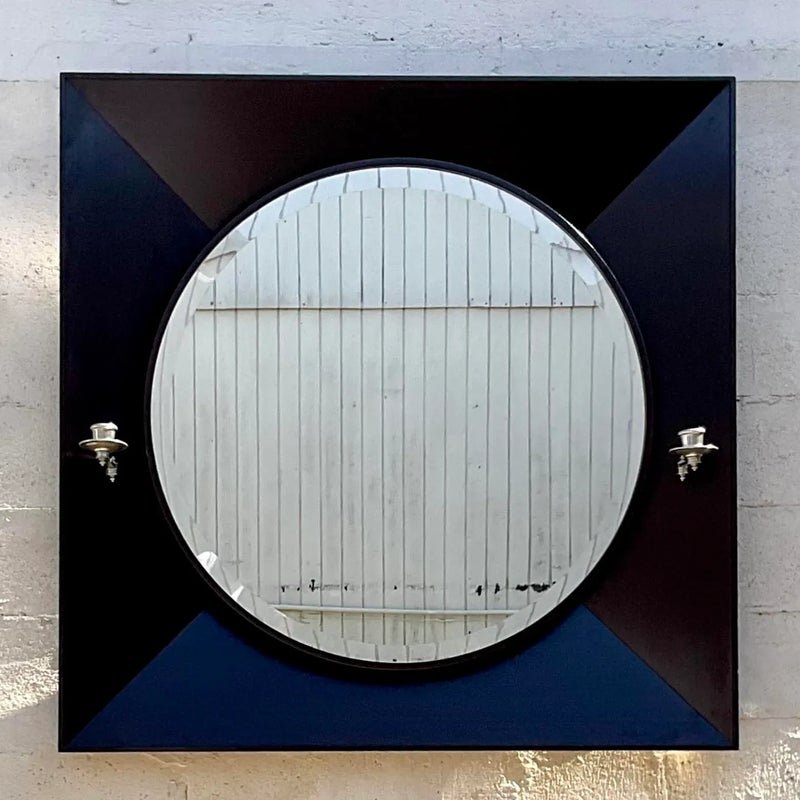Vintage Contemporary Ebony Candlestick Mirror - Top view