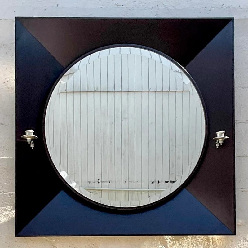 Vintage Contemporary Ebony Candlestick Mirror - Side view