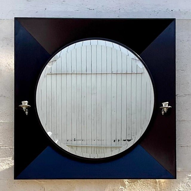 Vintage Contemporary Ebony Candlestick Mirror - Back view