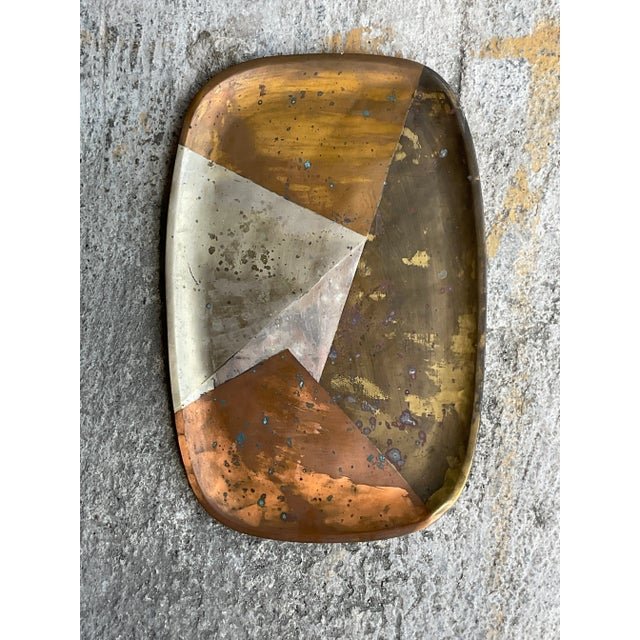 Vintage Boho Multi Metal Serving Tray - Back view