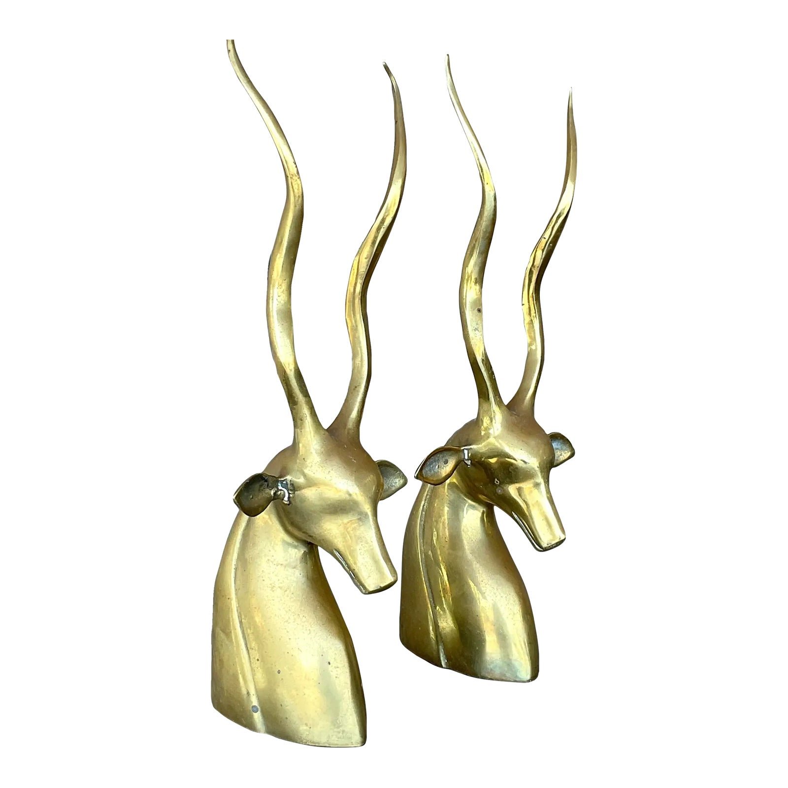 Vintage Boho Brass Antelope Bookends - a Pair