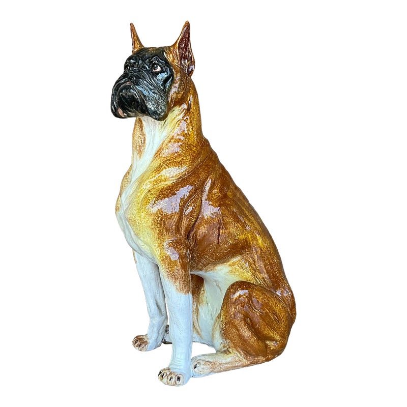 Vintage Boho Italian Glazed Ceramic Boxer