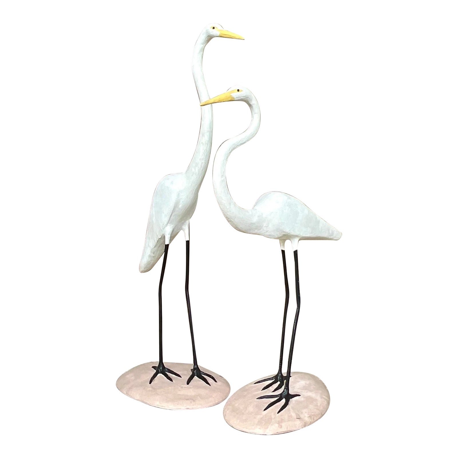 Vintage Boho Concrete Cranes - a Pair