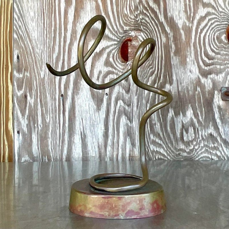 Vintage Boho Abstract Metal Sculpture - Detail view