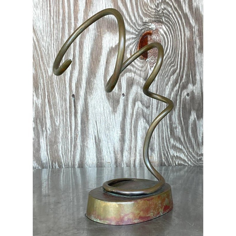 Vintage Boho Abstract Metal Sculpture - Side view